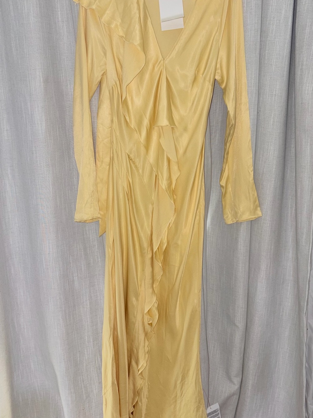 Topshop Pale Yellow Ruffle-Trim Maxi Dress - Picture 2 of 12